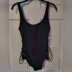 Vince Camuto Sz 12 Black One-Piece Swimsuit with Side Ties